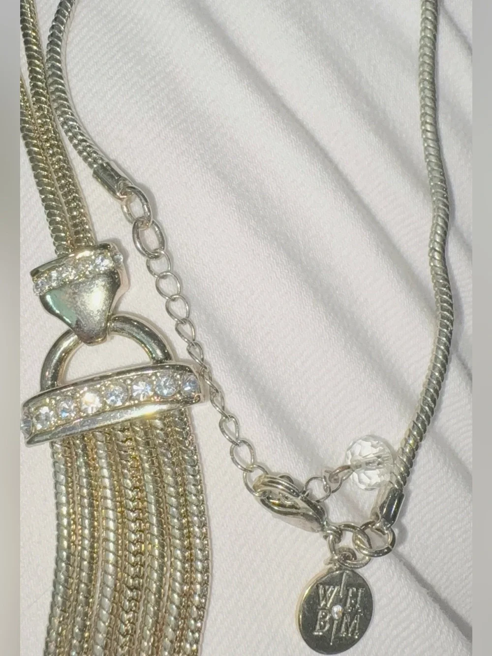 White House Black Market Silver-Tone Multi Chain Tassel Statement Necklace